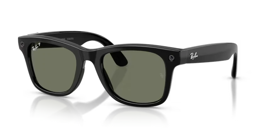 Ray-Ban Meta Wayfarer, black frame, green polarized lenses